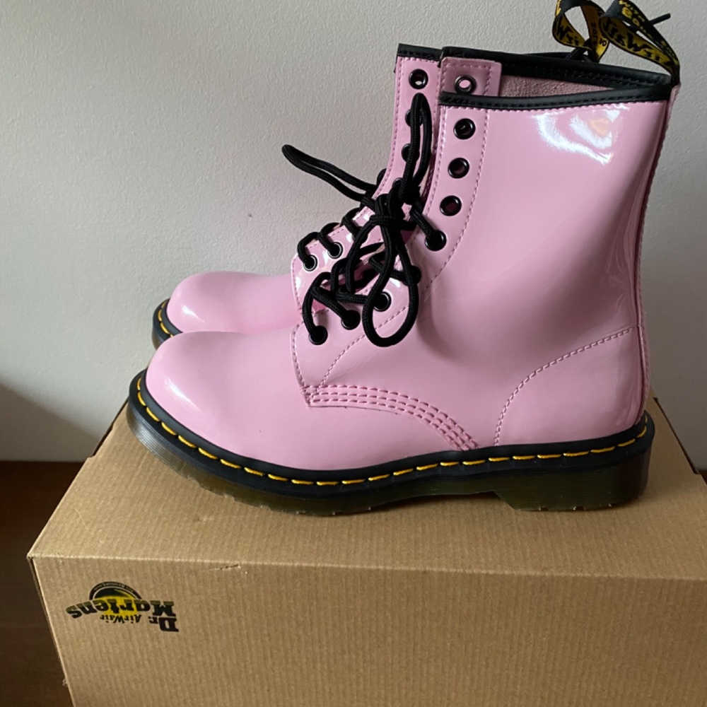 Dr. Martens Pink Patent 8-Eye Combat Boots - Picture 7 of 11